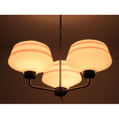 Żyrandol, trzy klosze, Polska, lata 60.