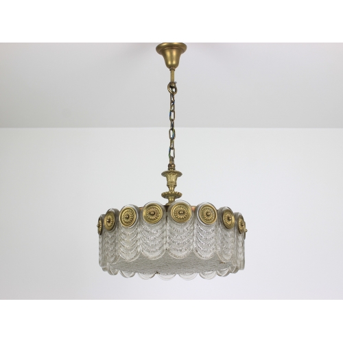 Mosiężny żyrandol Kaiser, szkło...