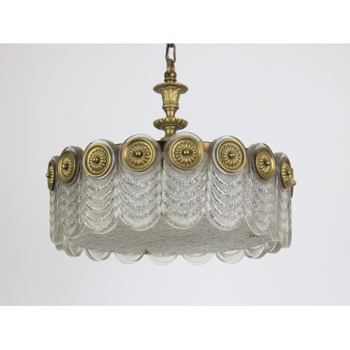 Mosiężny żyrandol Kaiser, szkło...