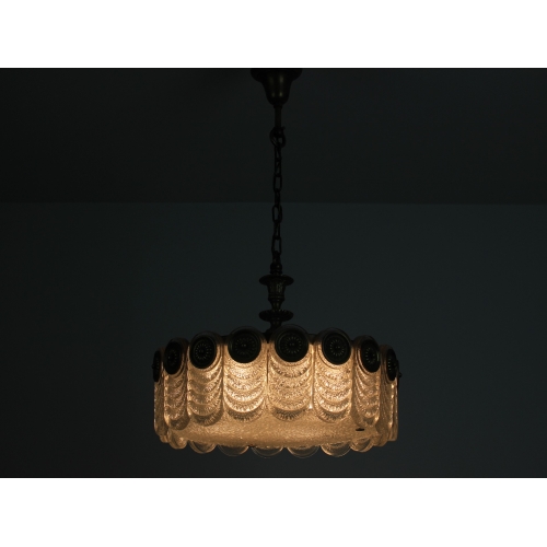 Mosiężny żyrandol Kaiser, szkło...