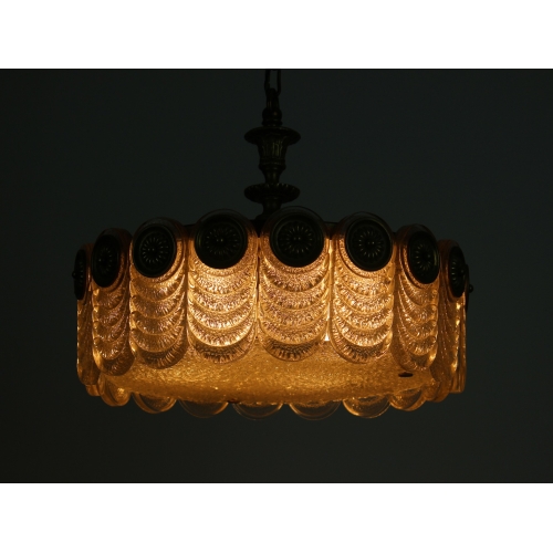 Mosiężny żyrandol Kaiser, szkło...