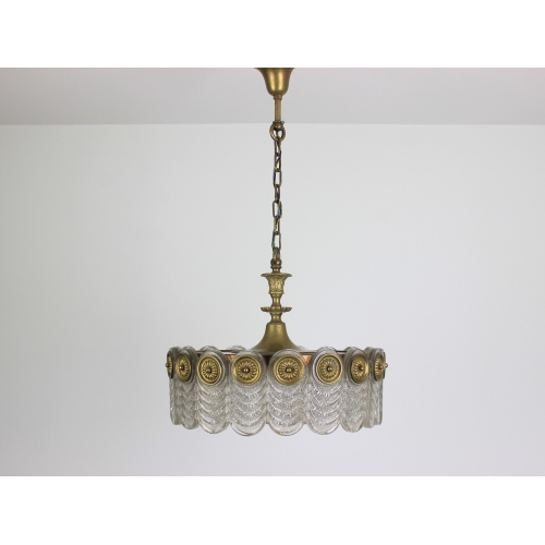 Mosiężny żyrandol Kaiser, szkło...