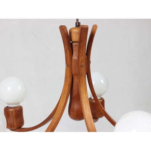 Tekowy żyrandol, Dania, lata 60.