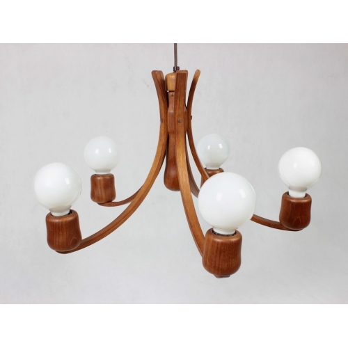 Tekowy żyrandol, Dania, lata 60.