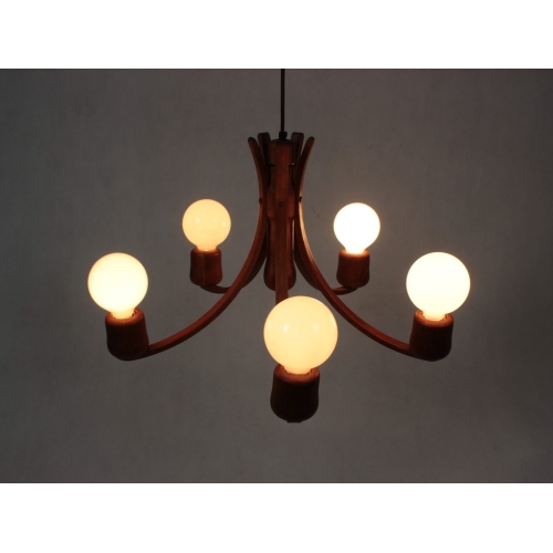 Tekowy żyrandol, Dania, lata 60.