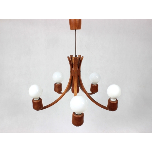 Tekowy żyrandol, Dania, lata 60.