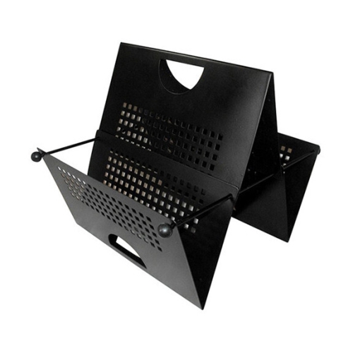 Czarny, stalowy gazetnik, lata 70.