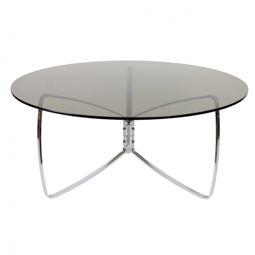 Okrągły stolik kawowy, szkło, chrom,...