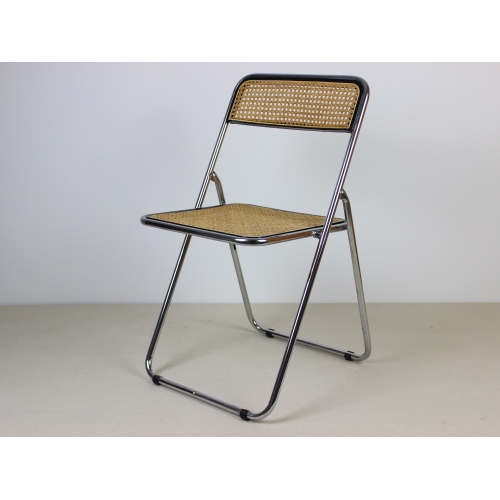 Chromowane składane krzesło z rafią,...