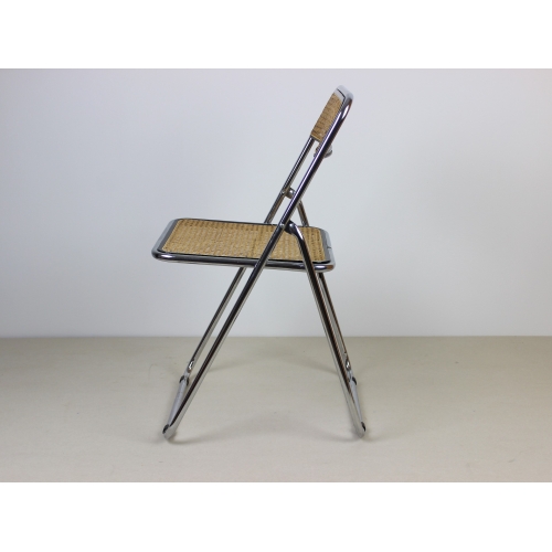 Chromowane składane krzesło z rafią,...