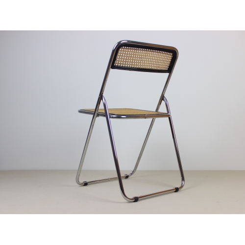 Chromowane składane krzesło z rafią,...