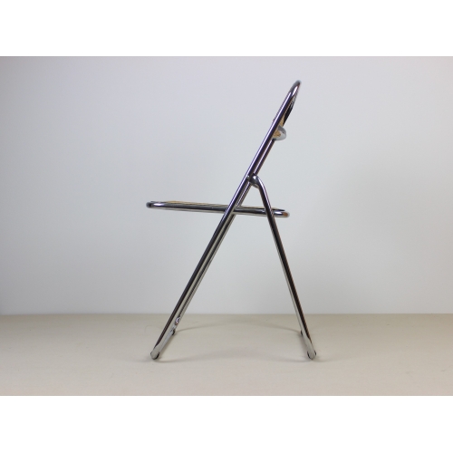 Chromowane składane krzesło z rafią,...