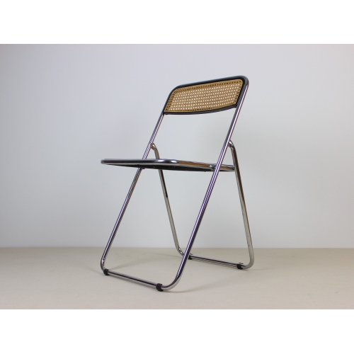 Chromowane składane krzesło z rafią,...