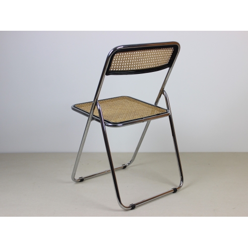 Chromowane składane krzesło z rafią,...