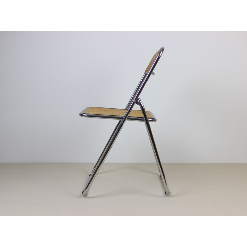 Chromowane składane krzesło z rafią,...