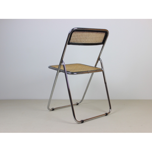 Chromowane składane krzesło z rafią,...