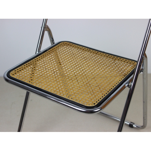 Chromowane składane krzesło z rafią,...