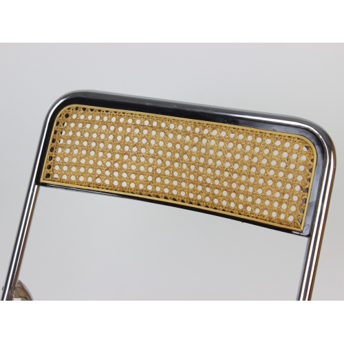 Chromowane składane krzesło z rafią,...