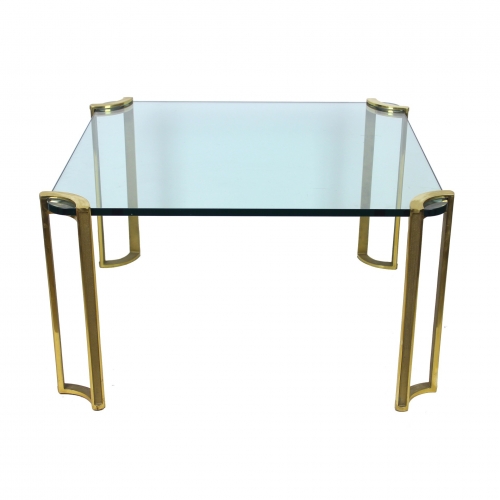 Stolik kawowy, szkło i mosiądz, proj....