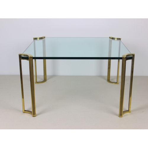Stolik kawowy, szkło i mosiądz, proj....
