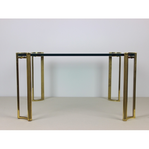 Stolik kawowy, szkło i mosiądz, proj....