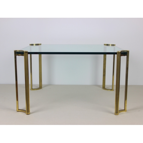 Stolik kawowy, szkło i mosiądz, proj....