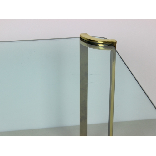Stolik kawowy, szkło i mosiądz, proj....