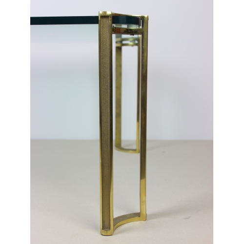 Stolik kawowy, szkło i mosiądz, proj....