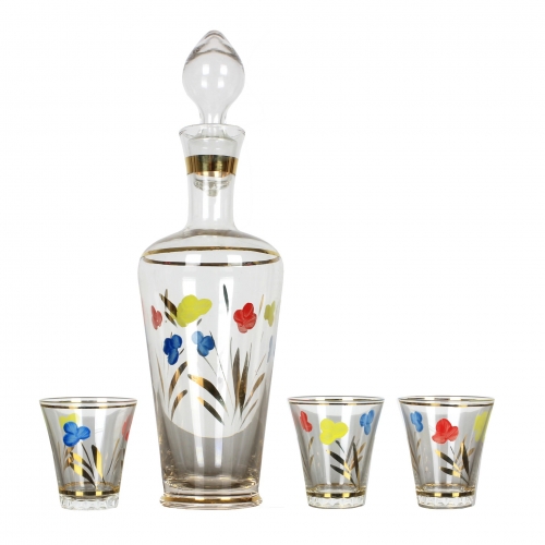 Komplet karafka i trzy kieliszki,...